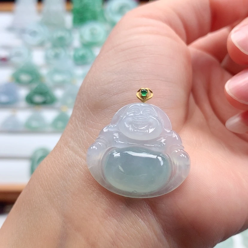 【闪购商品】翡翠吊坠(赠链)18K金镶嵌