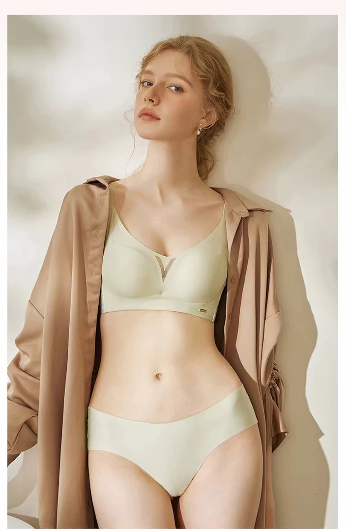 女性简约风文胸无痕舒适透气内衣微中厚小胸聚拢显大圆润调整型
