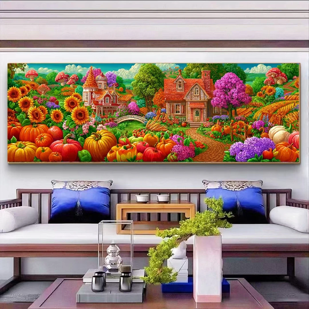 定制十字绣原创版权秋实小格120*40没绣的f2607