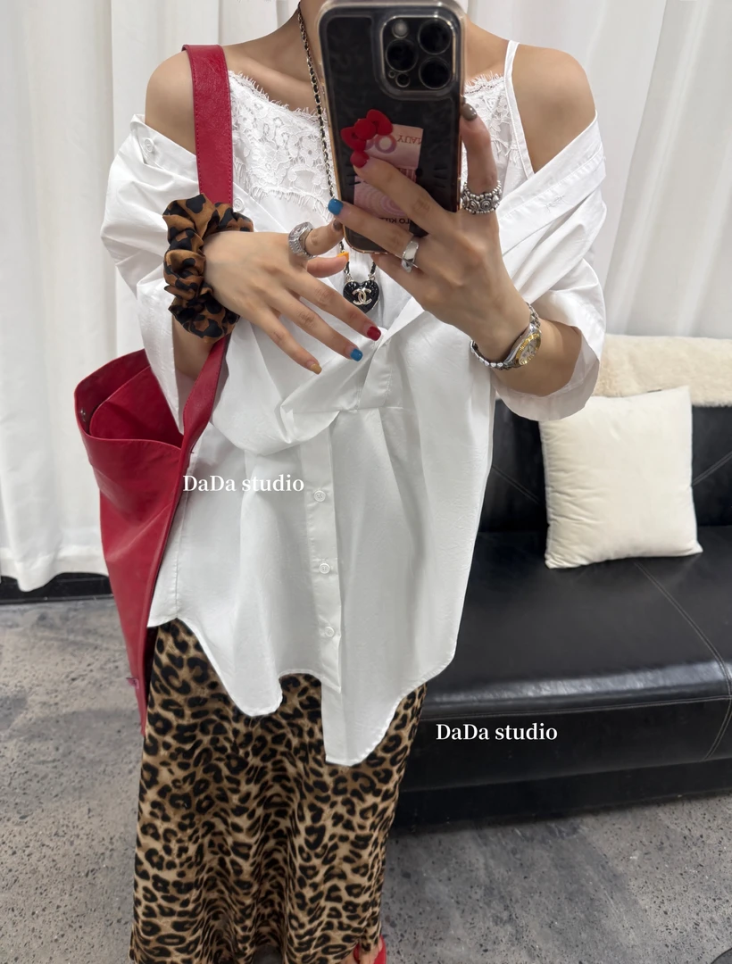 No退No换DaDa原创 蕾丝拼接两件套衬衣9272