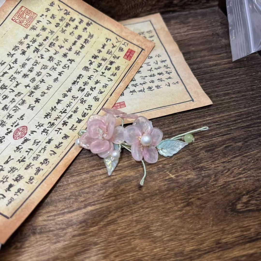 水粉色发夹。前尘梦古风汉服配饰