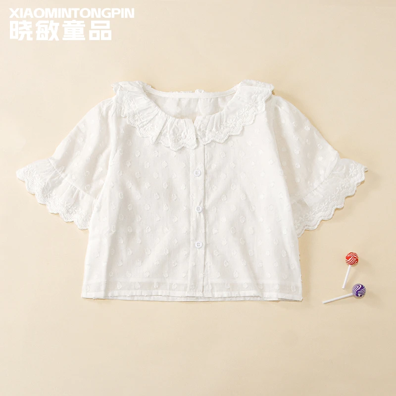 波点花边袖衬衫3C4624