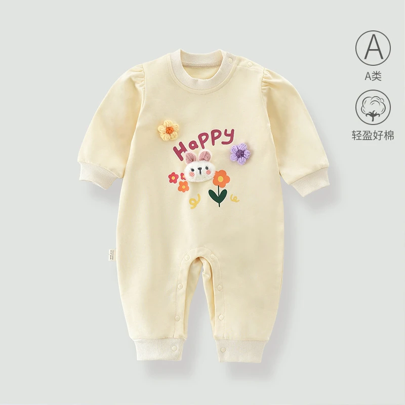 婴儿连体衣春秋季a类长袖连体衣外出服可爱洋气哈衣宝宝衣服韩版