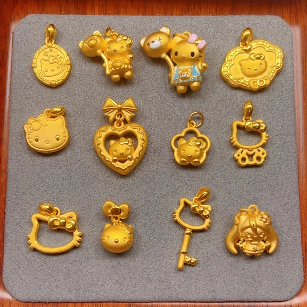 足金999黄金KT猫吊坠