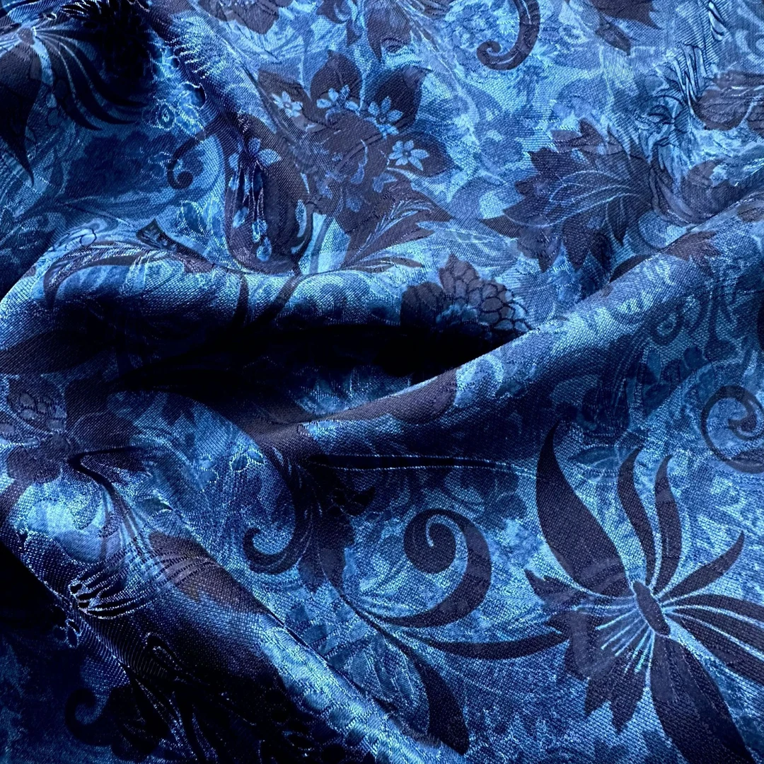 【蓝色妖姬】花萝布料高档新中式旗袍连衣裙汉服国风面料布料布头