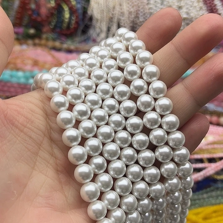 玛瑙/玉髓未镶嵌珠宝半成品一条8mm左右贝珠