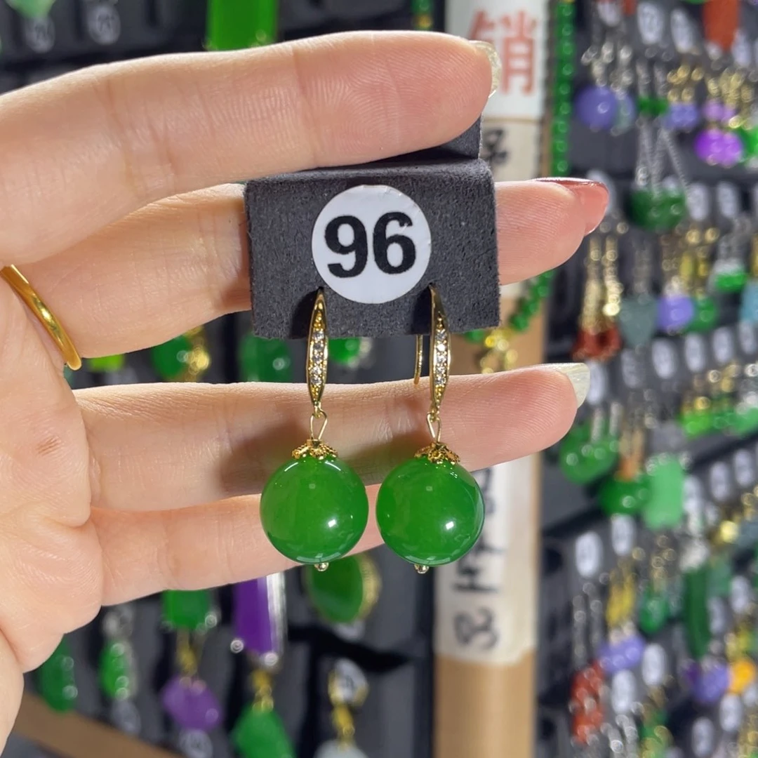 银S925镶嵌翡翠耳饰96