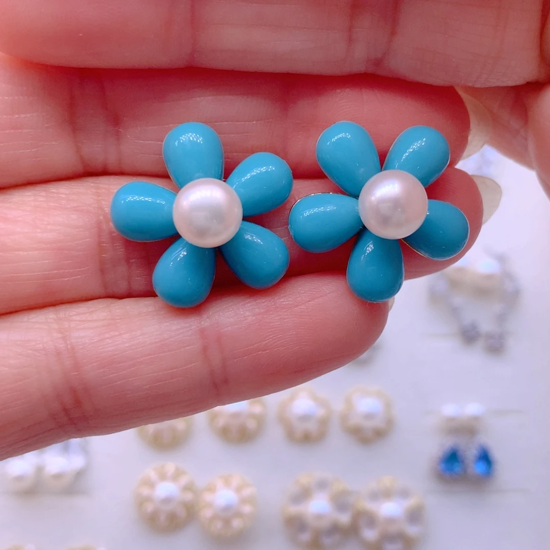 淡水珍珠耳饰合金