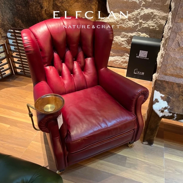 会所设计真皮轻奢1919教父椅雪茄椅客厅单人复古美式头层牛皮别墅