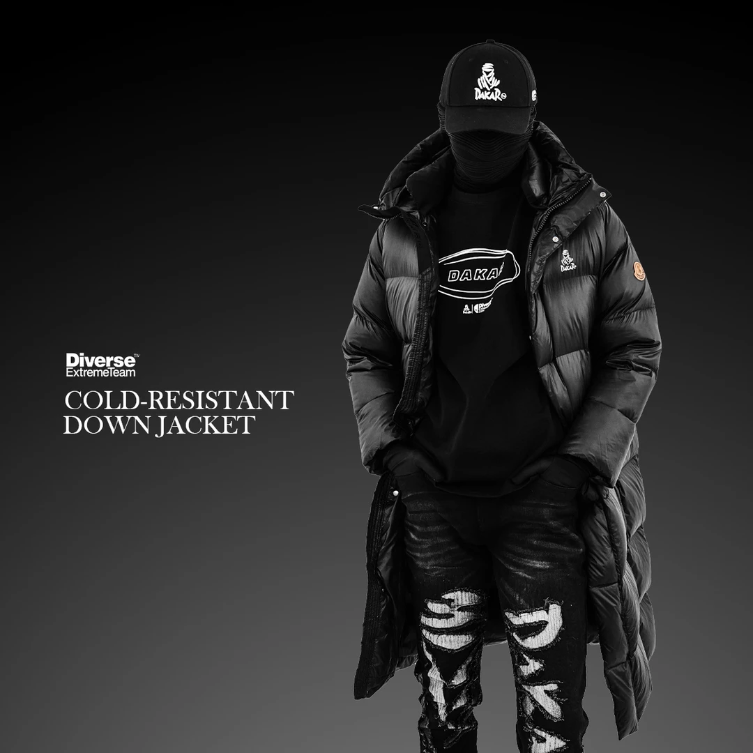 【DAKAR】冬季防寒户外加厚防风连帽90白鹅绒羽绒服中长款