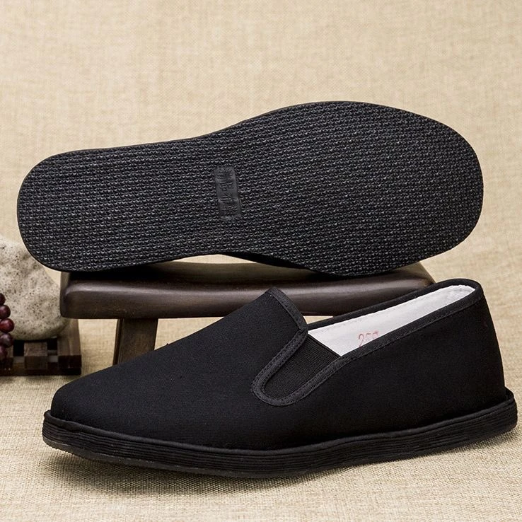 全黑老布鞋工作鞋男士防滑耐磨商务软底黑色千层底布鞋