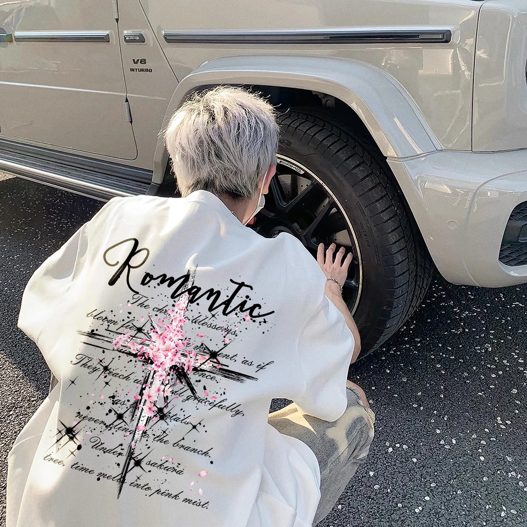 重磅纯棉短袖t恤男夏季新款美式复古印花男女款高街宽松潮牌半袖t