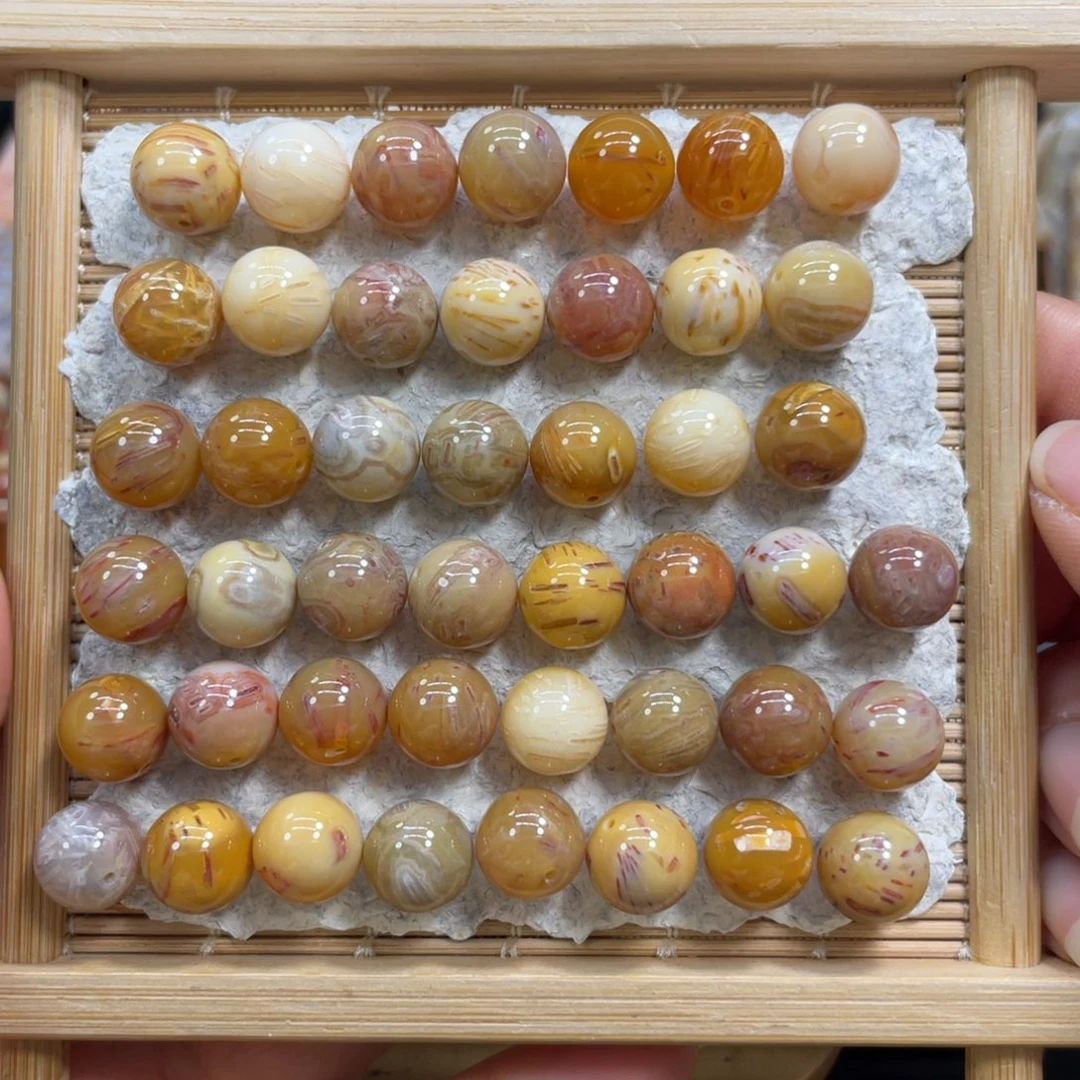 硅化玉未镶嵌颈饰打包一组发丝圆珠45颗