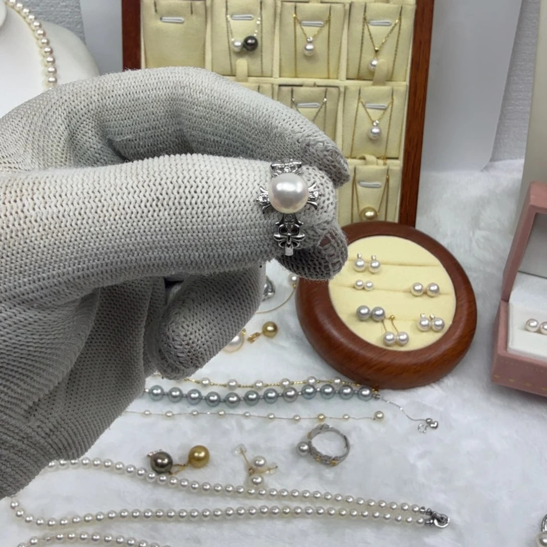 海水珍珠银S925镶嵌戒圈