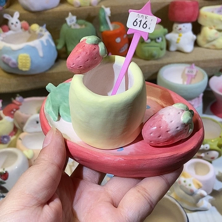 616 手工手绘盆 满29包邮