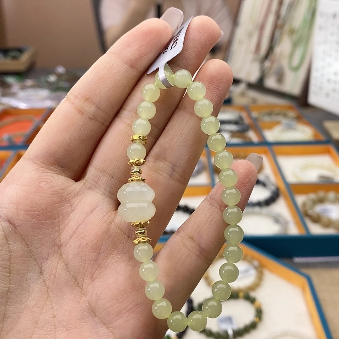 和田玉未镶嵌手链w42黄口6mm