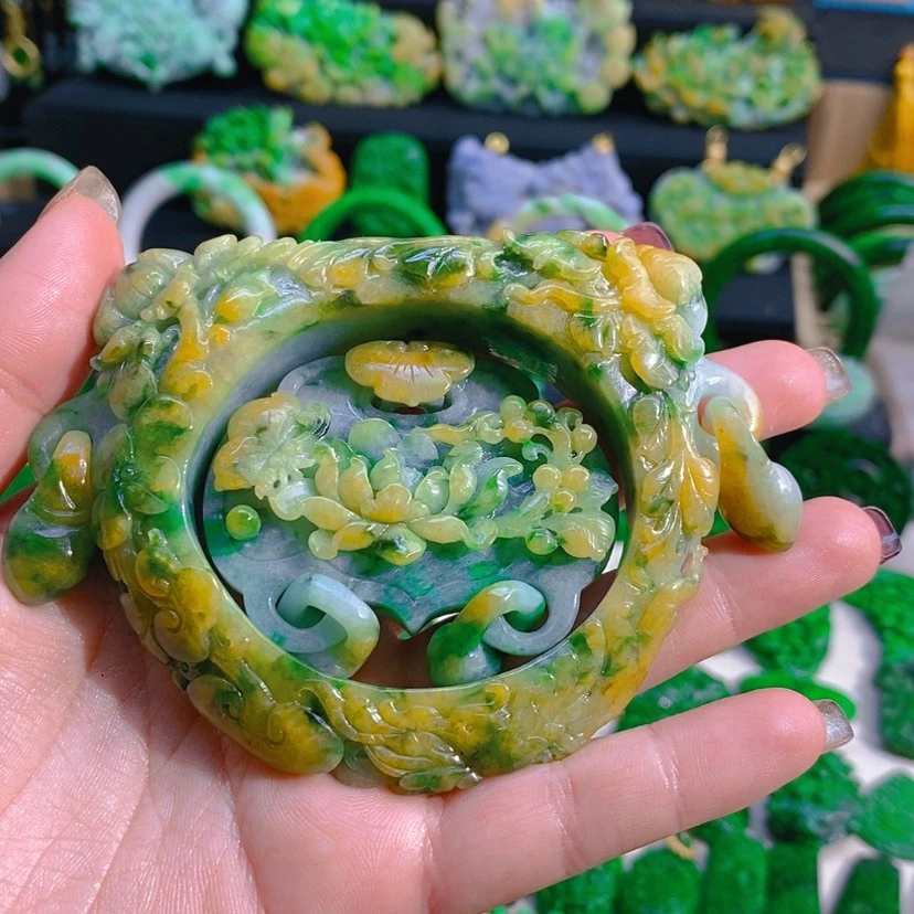 【闪购商品】翡翠套链未镶嵌黄绿翡满色套装