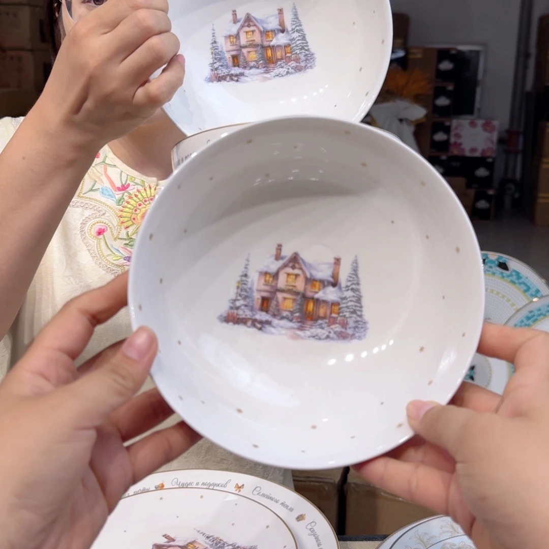 骨瓷6英寸饭碗15cm4个外贸骨瓷