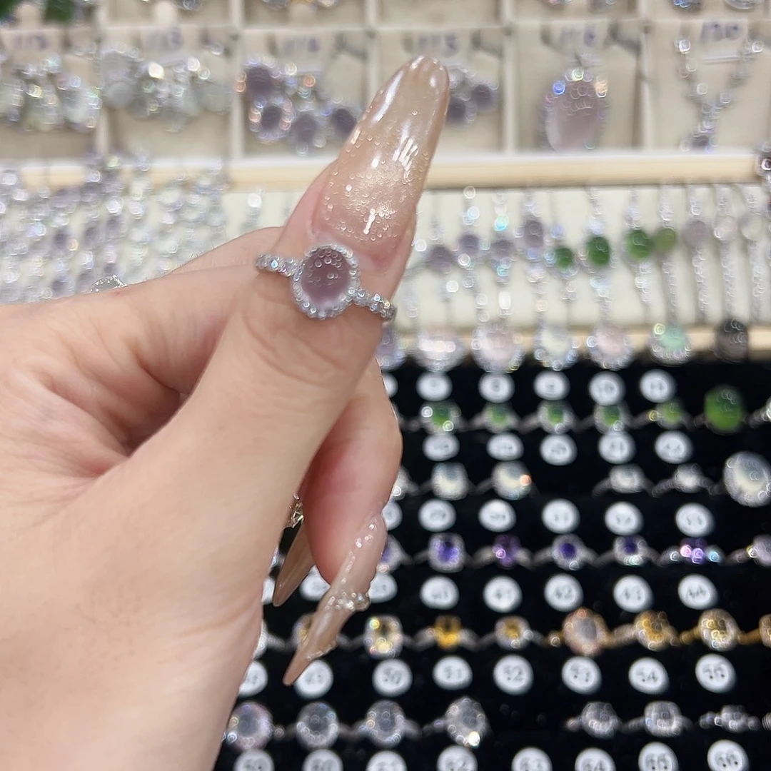 哚***哚银S925镶嵌萤石戒指