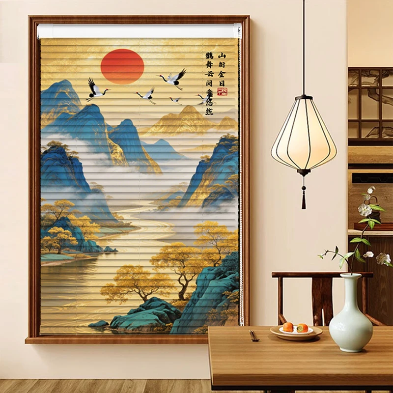 百叶窗帘免打孔轻奢新中式遮阳防晒隔热客厅厨房卫生间窗户遮挡帘