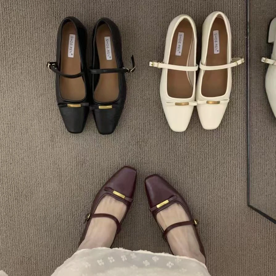 【朵苮品牌】法式尖头一字带高级女2025春夏季配裙子玛丽珍单鞋7568