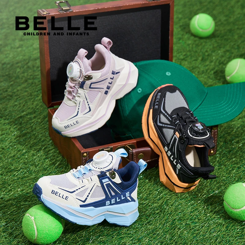 百丽春秋新品男女中大童运动网面透气百搭休闲轻跑儿童鞋LQ4711