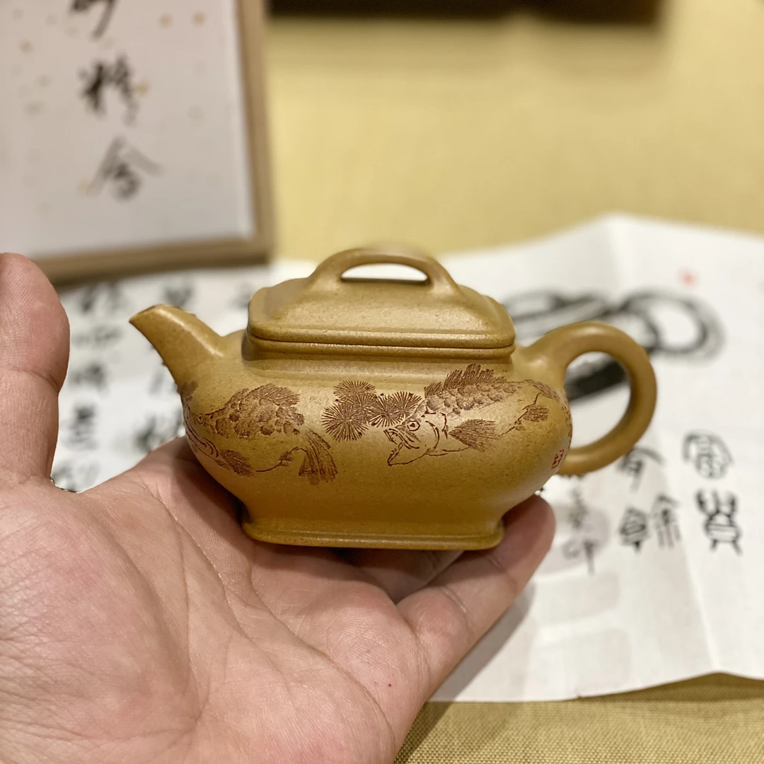 王广佳全手工紫砂壶四方桥韵壶160cc原矿黄金段泥全手工原矿紫砂