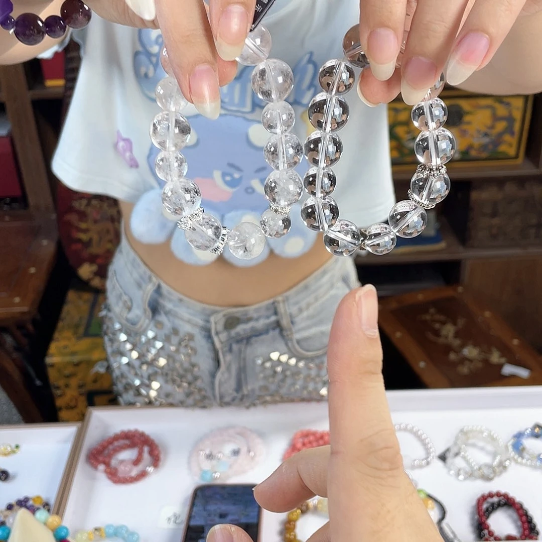 水晶手链银S925镀金镶嵌