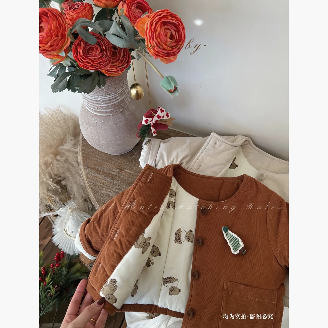 NIMO【枫糖撞奶】韩版冬款宝宝经典款百搭纯色休闲棉服外套