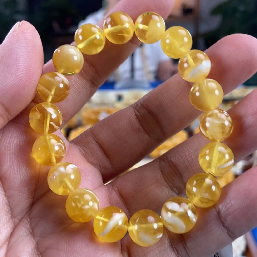 琥珀未镶嵌珠宝奇石11金妖白手串13.81