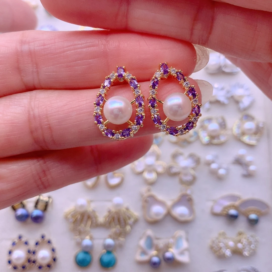 淡水珍珠耳饰合金