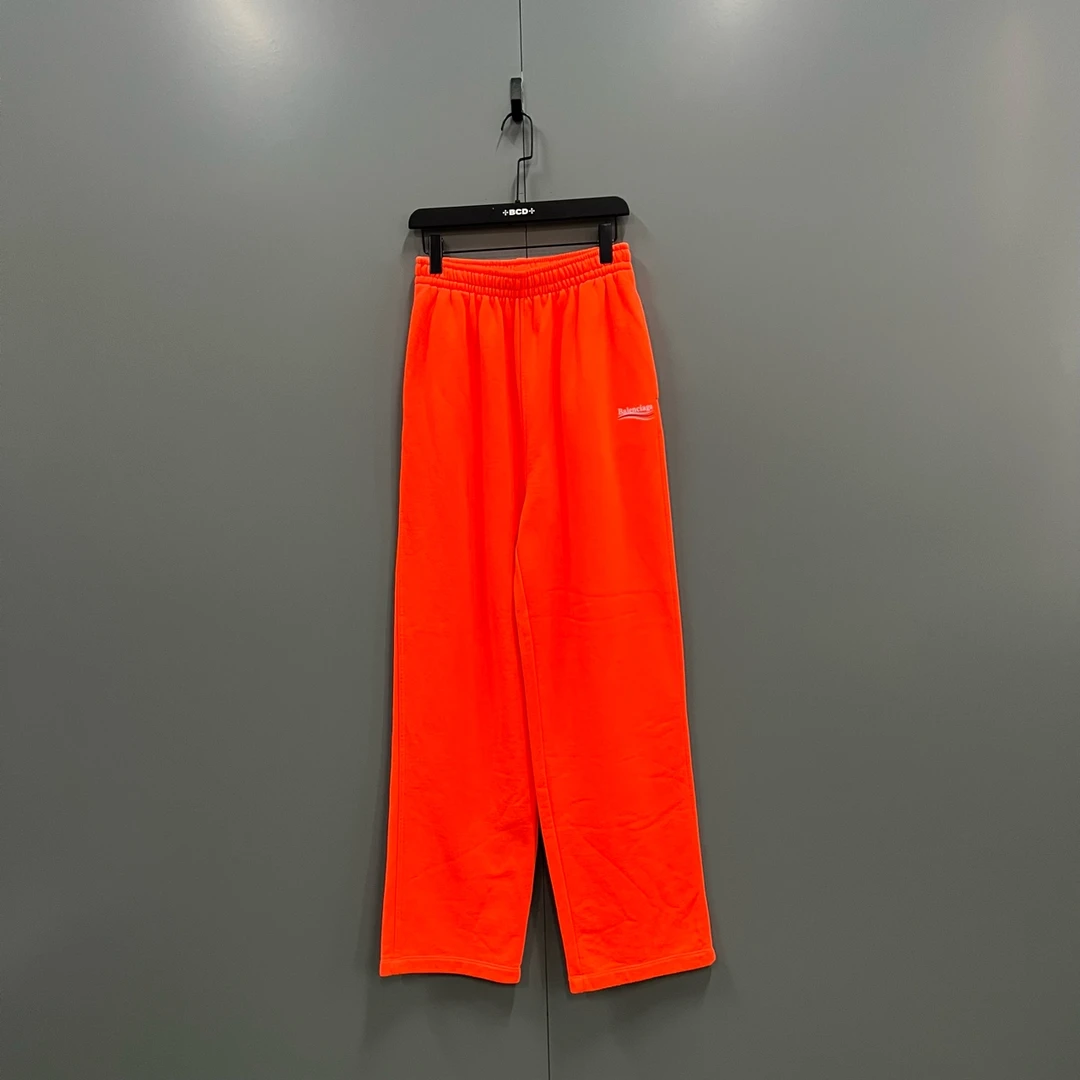 99新 Balenciaga/巴黎世家 （ll）橘色刺绣logo卫裤 S码 014162