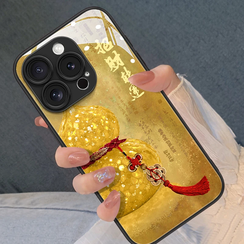 五帝钱转运葫芦适用苹果16promax手机壳iphone17pro中国风苹果15