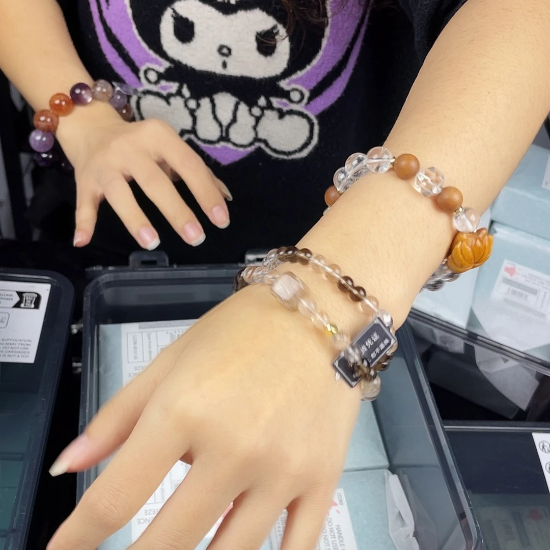 水晶手串银S925镀金镶嵌