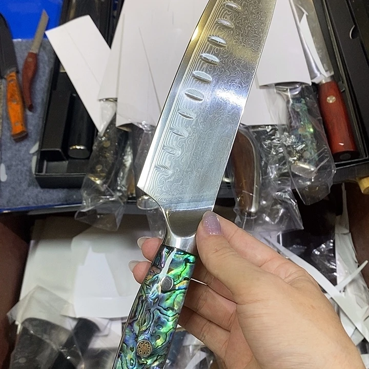 不锈钢大马士革三德片刀