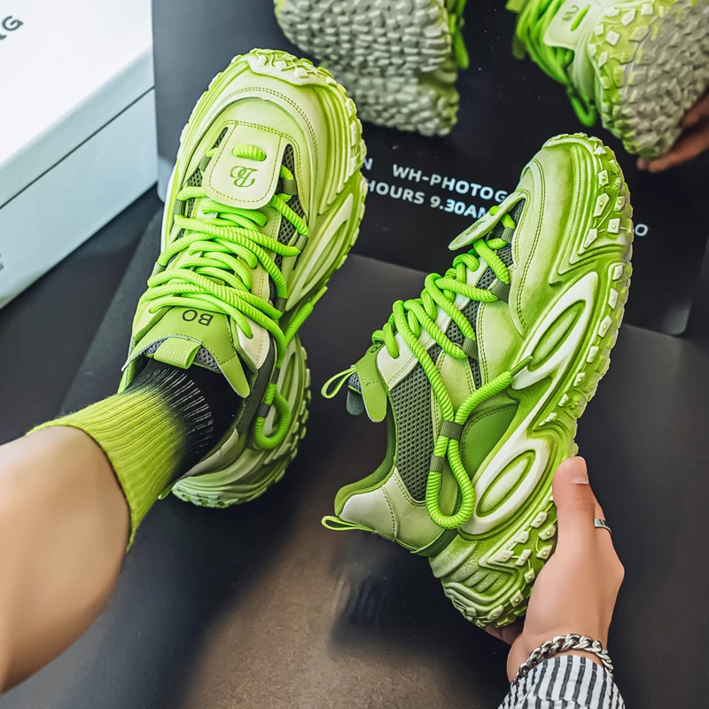 欧洲站男鞋2025夏季新款小众复古老爹鞋软底增高透气运动休闲鞋