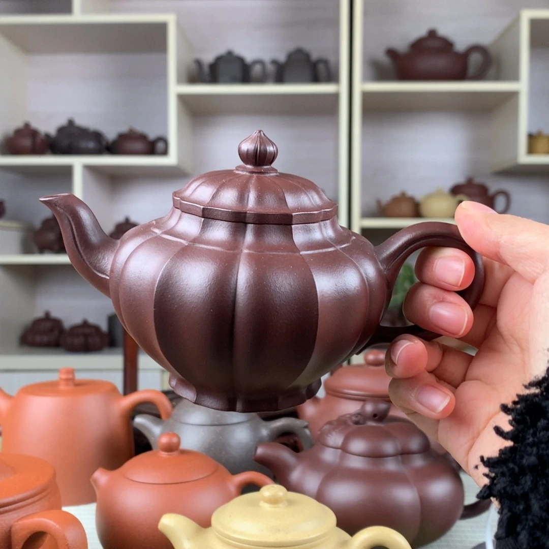 茶壶紫砂紫泥筋纹笑樱230毫升