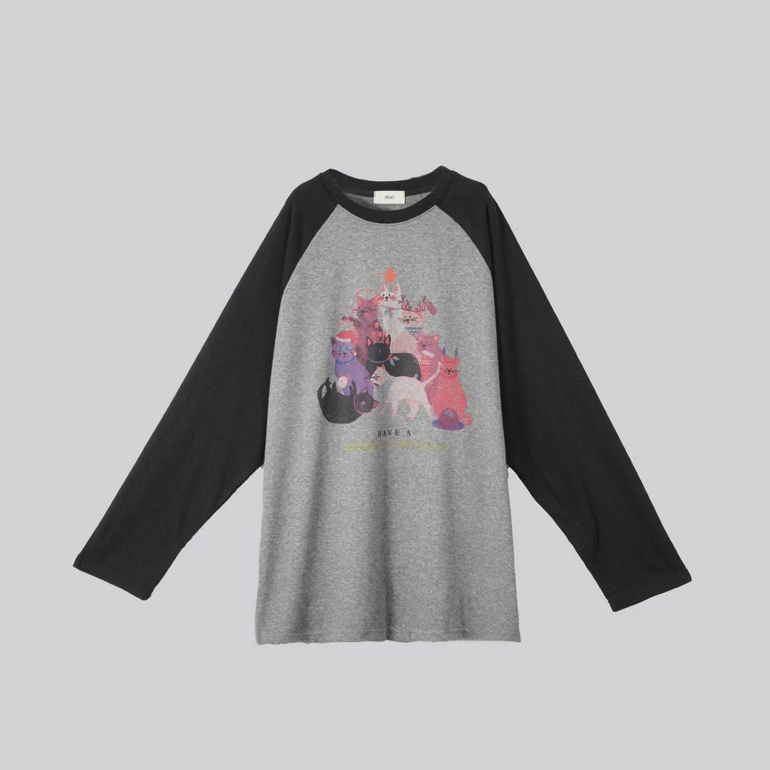 WKK   喵星人插肩袖T恤