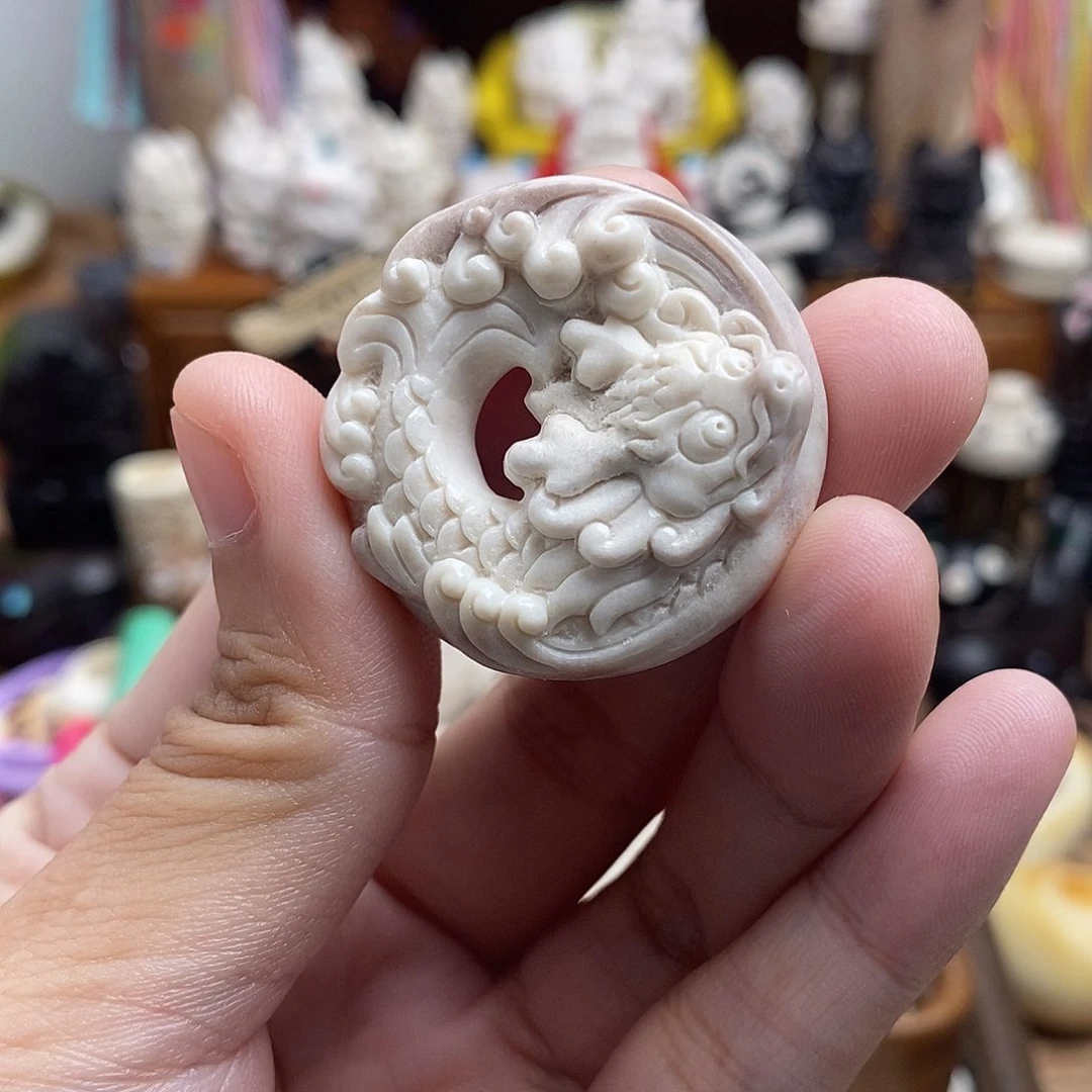 鹿骨把件c27鱼化龙平安扣