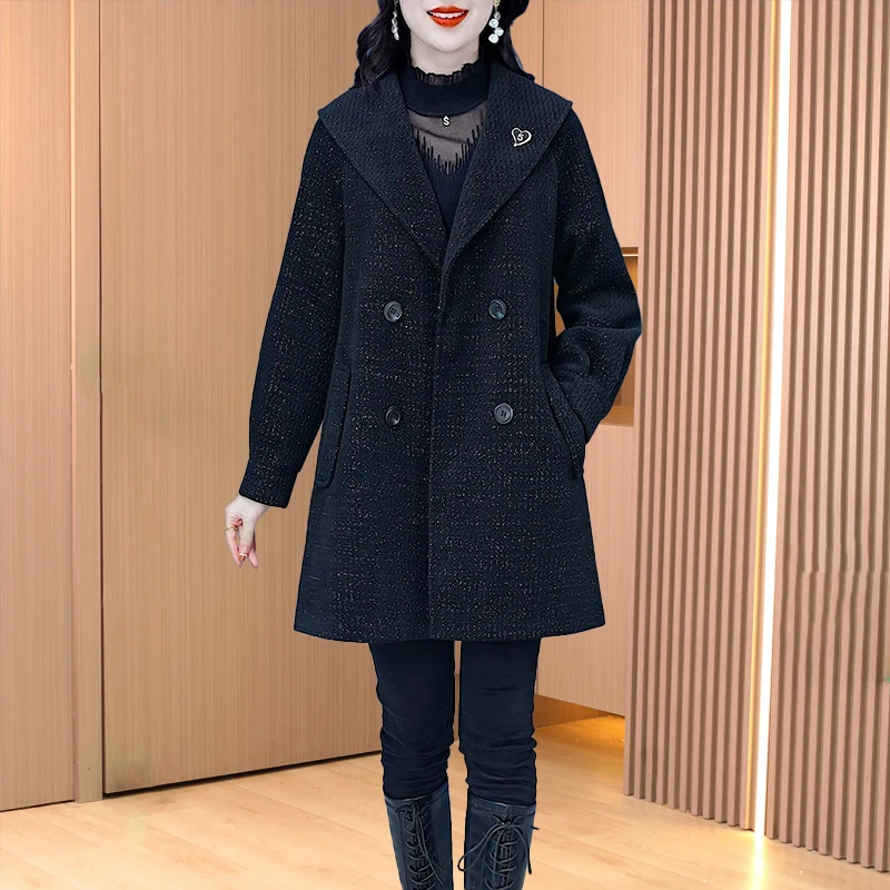 【外套】16019优雅新款气质时尚大气减龄休闲收腰显瘦毛呢外套M-4XL