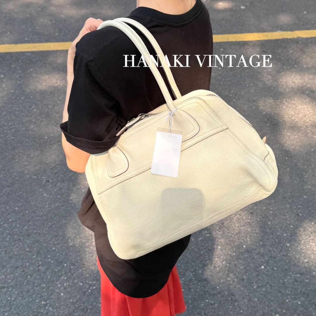 95新 Prada/普拉达 花绮中古/Prada白色荔枝纹单肩包
