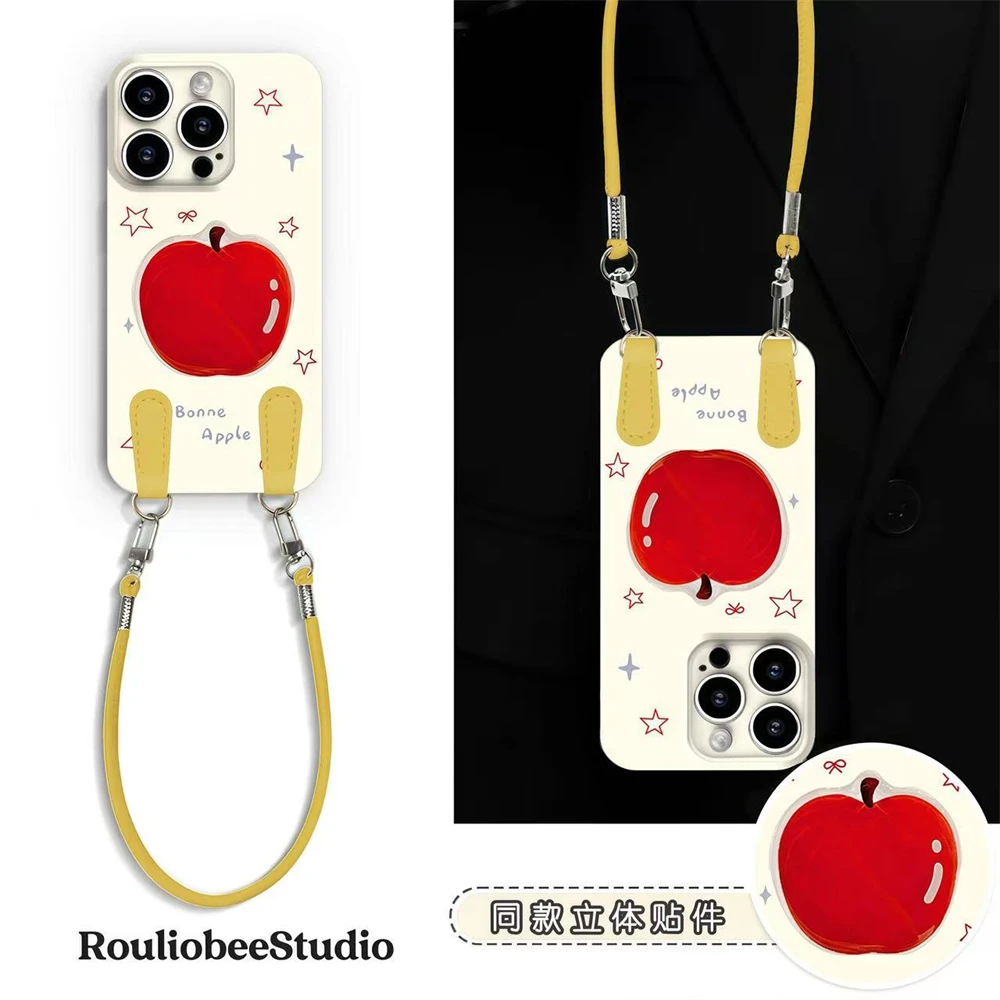星星红苹果贴件挂绳适用苹果1716promax手机壳华为vivo小米15oppo