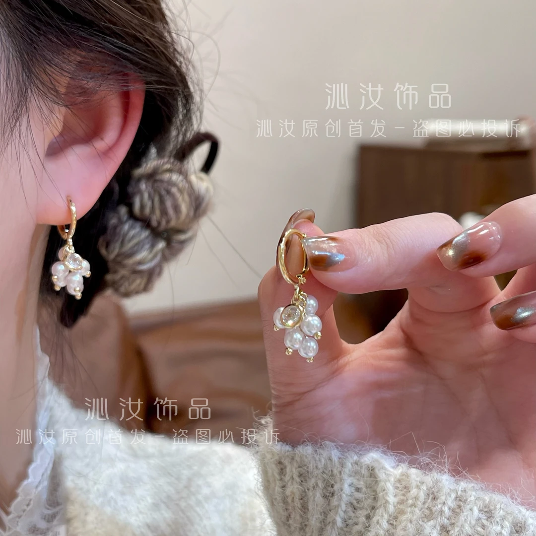 【沁汝饰品】FQ957珠珠流苏耳扣简约气质高级轻奢