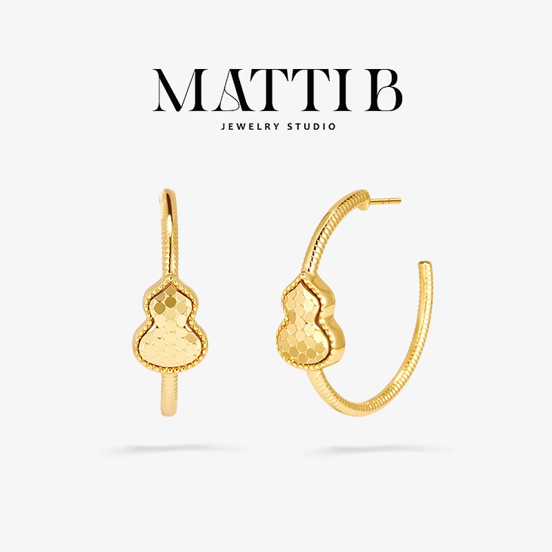 铜合金耳饰 新中式圈圈葫芦高级感碎冰高端新爆款百搭耳钉女2040