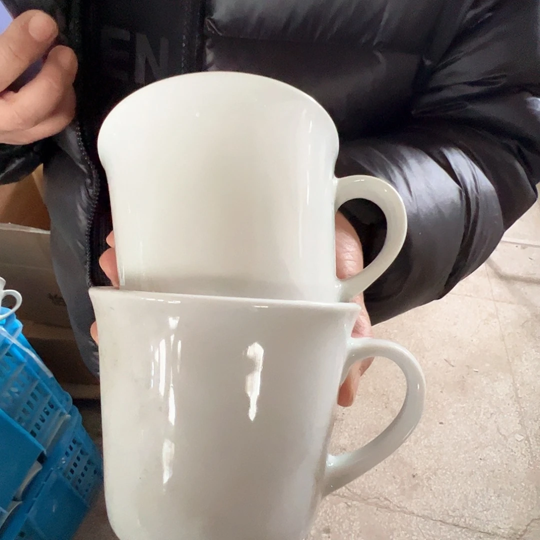 瓷景德镇高温陶瓷老白胎大水杯2个