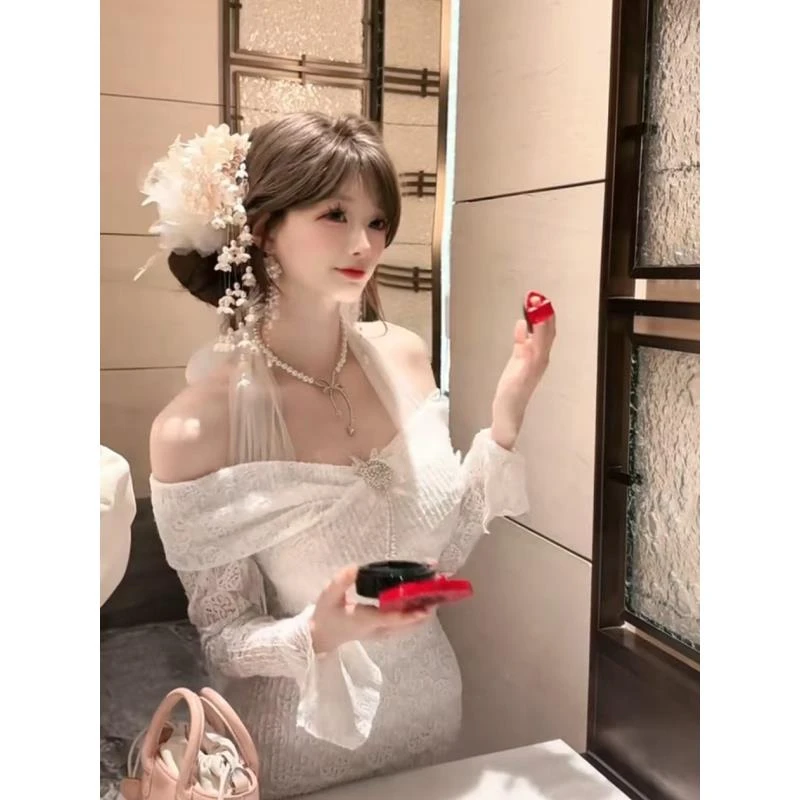 白白【茉莉花道】【短裙】纯欲风一字肩设计感冬季短裙SBBYN407912