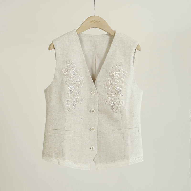 100%亚麻雨露麻女士马夹（250188）