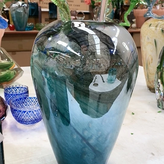 琉璃高度31厘米水墨丹青琉璃花瓶