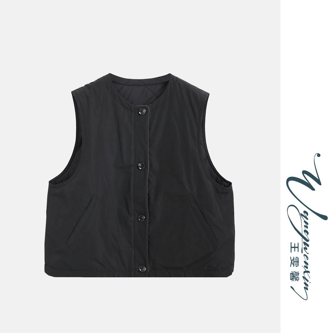 【王雯馨】“北欧约定”菱格夹棉马甲休闲风两面穿秋冬叠穿百搭保暖