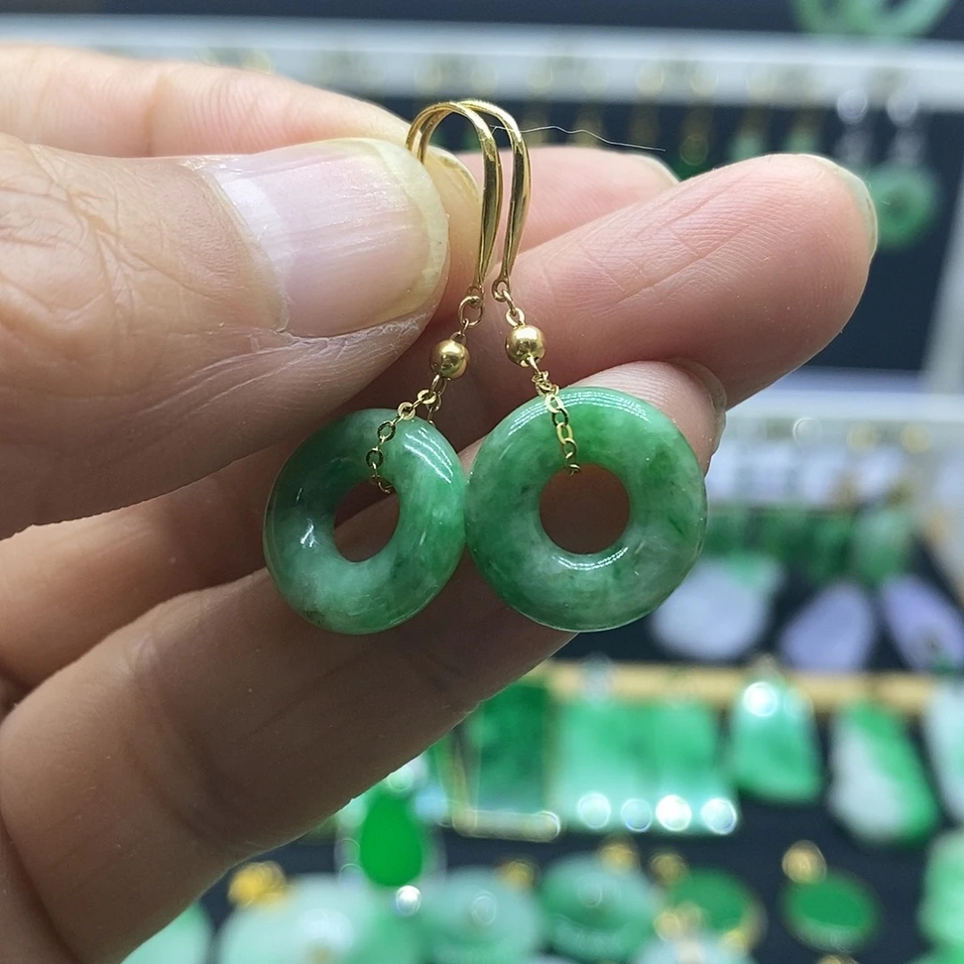 翡翠18K金镶嵌耳饰耳饰